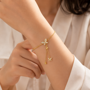 Butterfly Flower Stainless Steel Bracelet