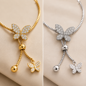Butterfly Flower Stainless Steel Bracelet
