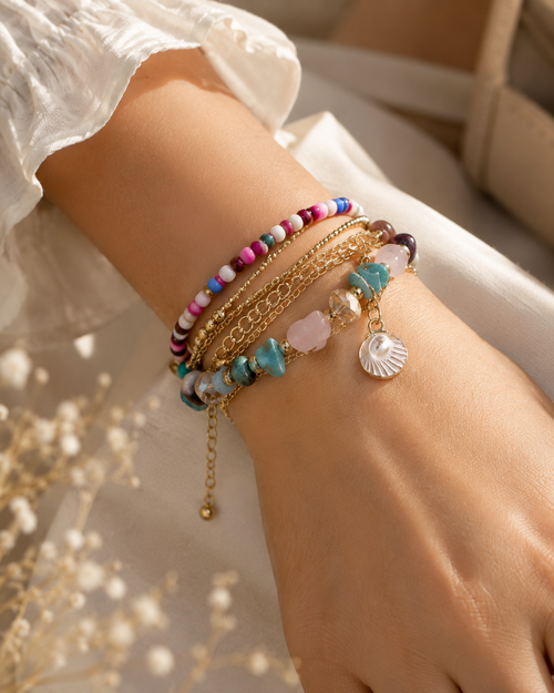 Multilayer Beaded Charm Bracelet