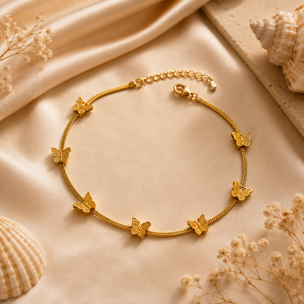 18K Gold Plated Stainless Steel Minimalist Anklet – Golden Blade