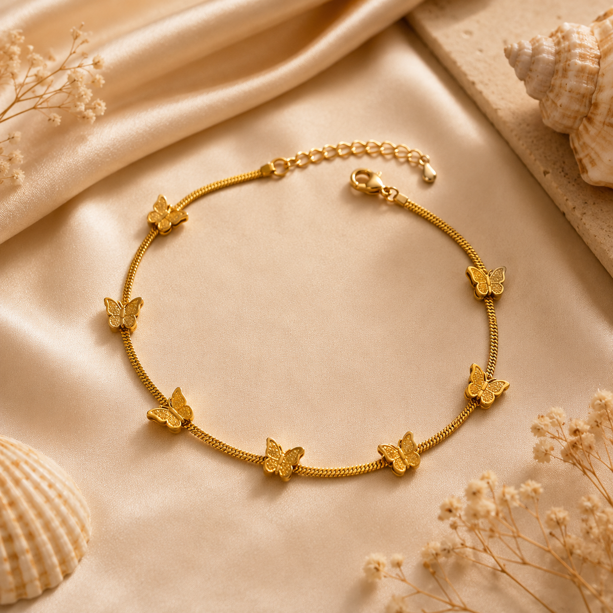 18K Gold Plated Stainless Steel Minimalist Anklet – Golden Blade