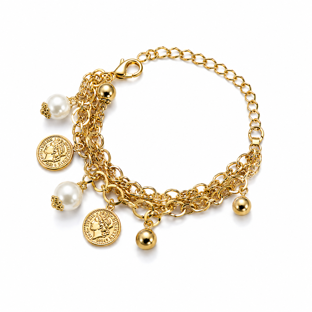 Elegant Gold Charm Layered Bracelet for Women