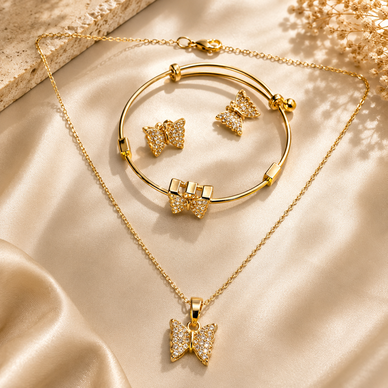 Golden Butterfly Jewelry Set