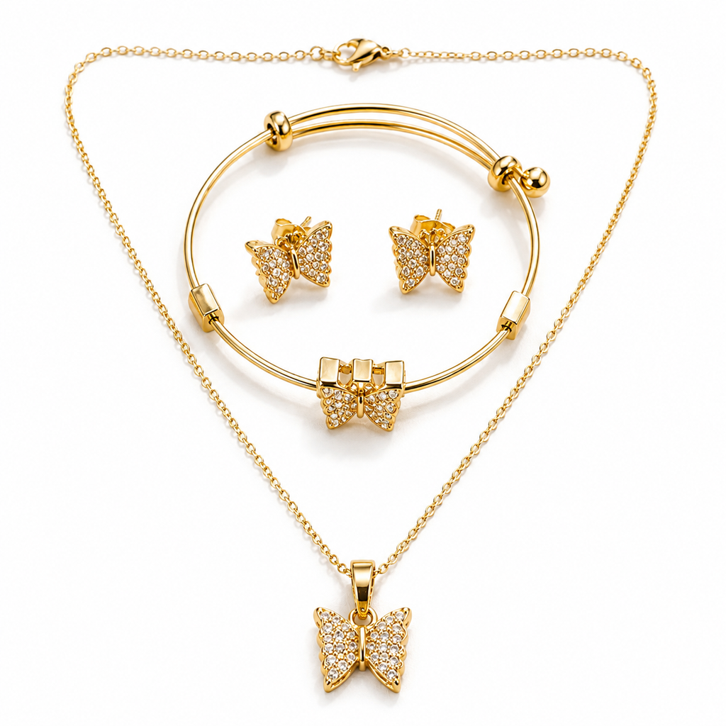 Golden Butterfly Jewelry Set
