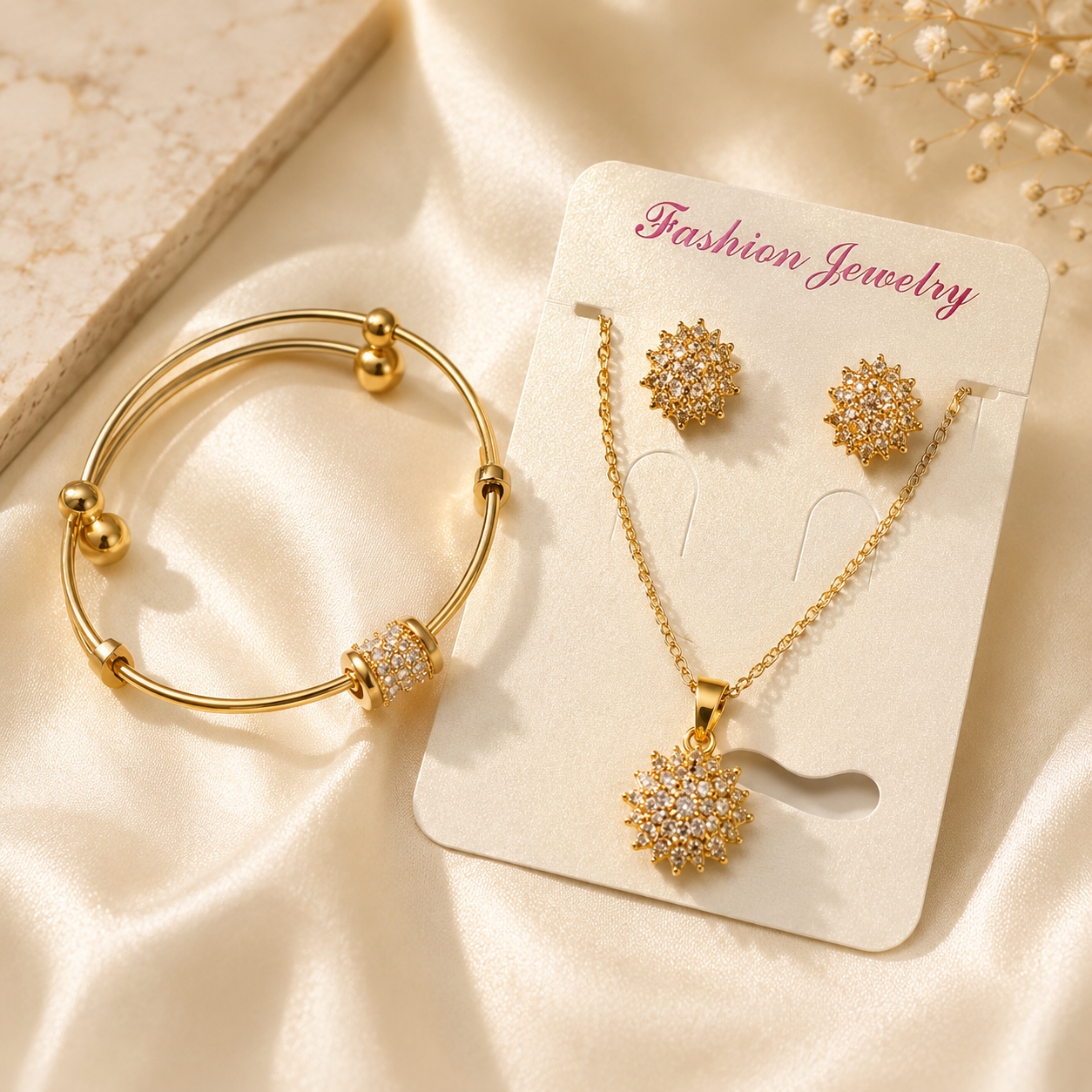 Elegant Gold Butterfly Crystal Jewelry Set for Women