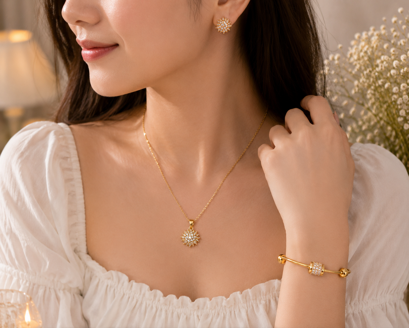 Elegant Gold Butterfly Crystal Jewelry Set for Women