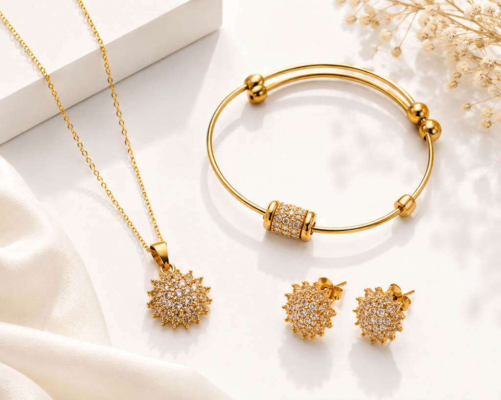 Elegant Gold Butterfly Crystal Jewelry Set for Women