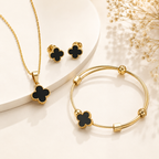 Elegant Black Clover Gold Jewelry Set for Women