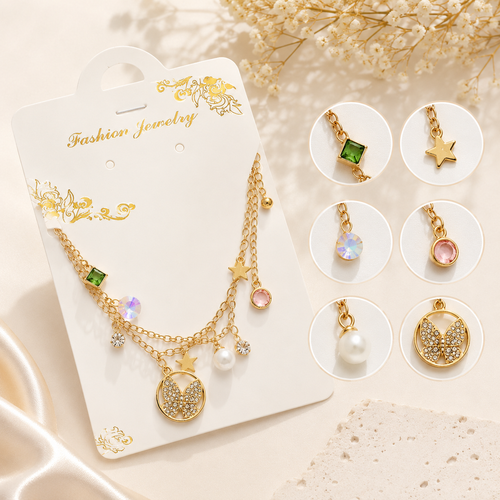 Elegant Butterfly Charm Layered Bracelet for Women