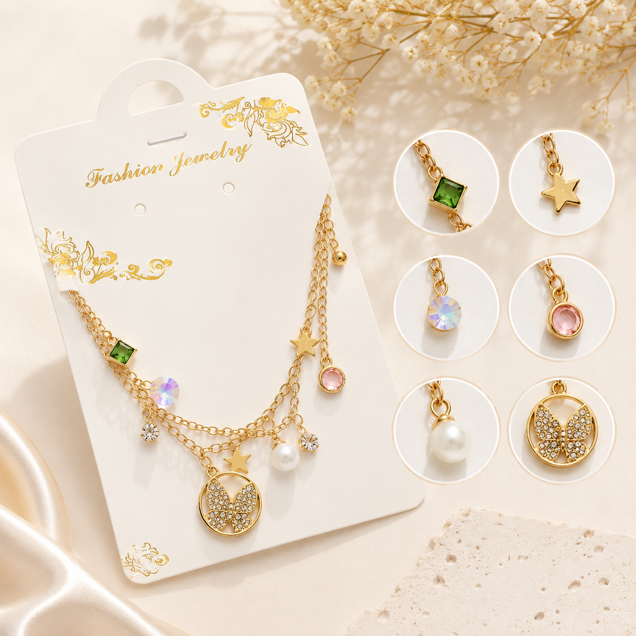 Elegant Butterfly Charm Layered Bracelet for Women
