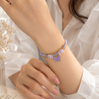Lavender Beaded Butterfly Charm Bracelet