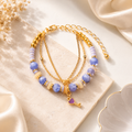 Purple Beaded Layered Bracelet for Women
