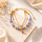 Purple Beaded Layered Bracelet for Women