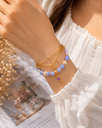 Purple Beaded Layered Bracelet for Women