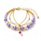 Purple Beaded Layered Bracelet for Women