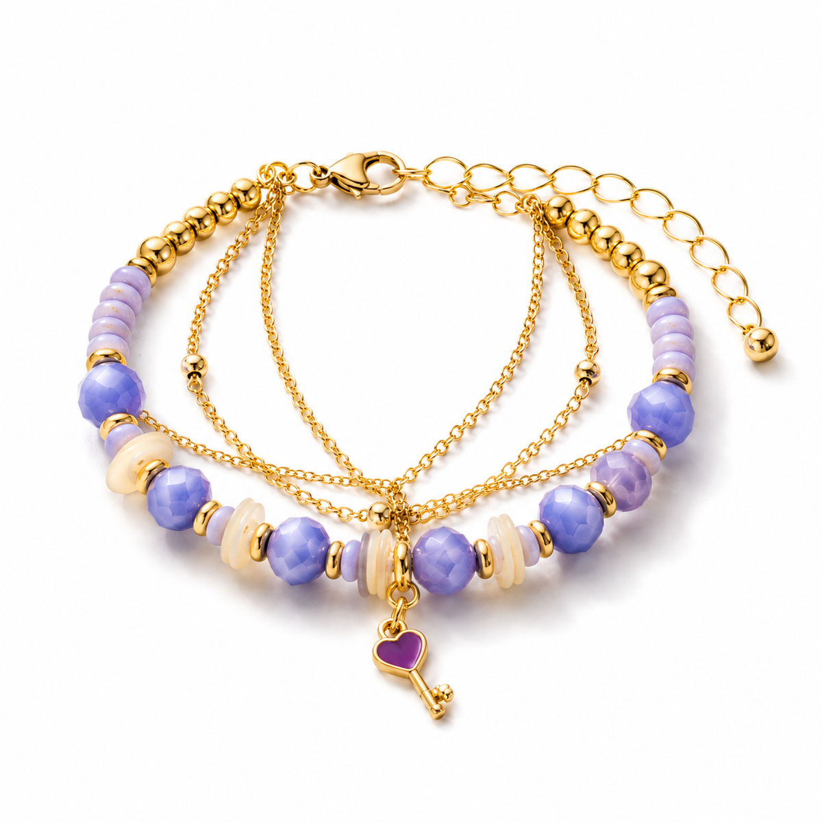 Purple Beaded Layered Bracelet for Women