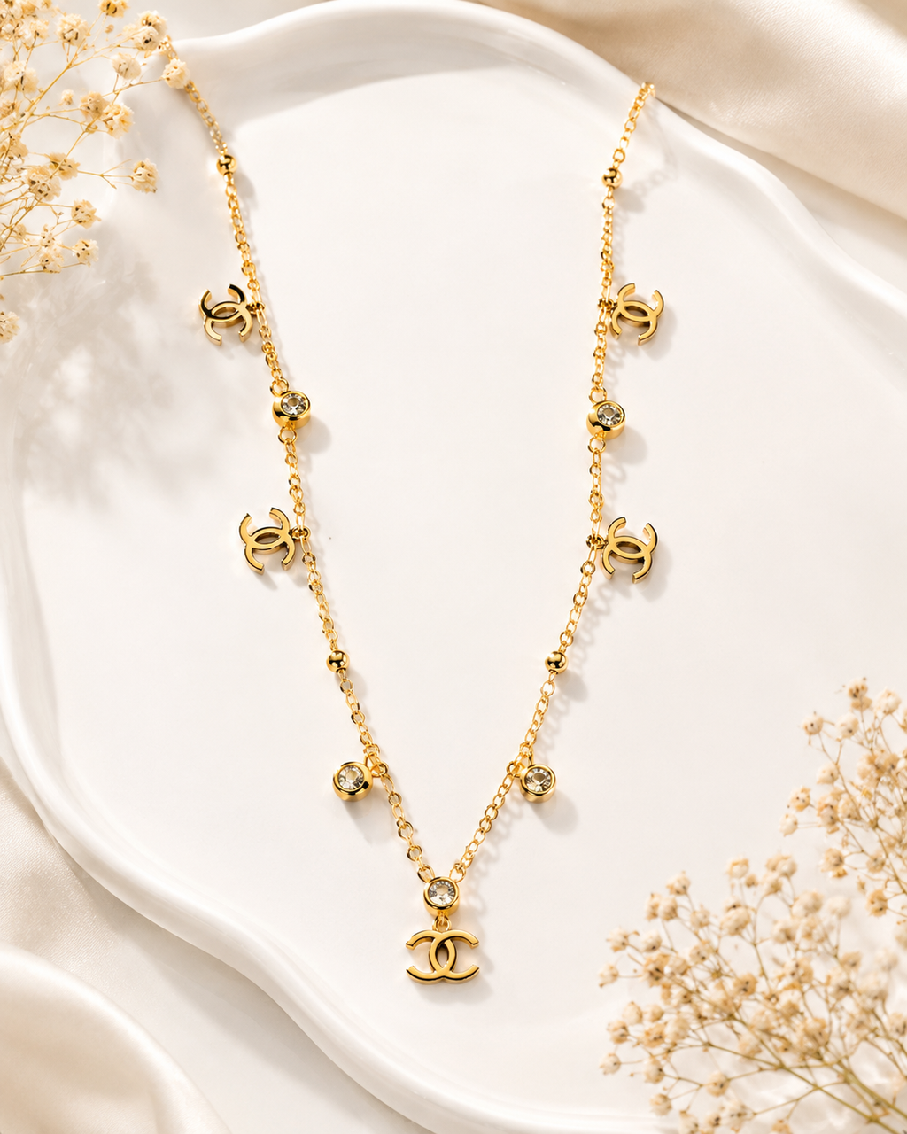 Gold-Tone Double C Charm Necklace for Women