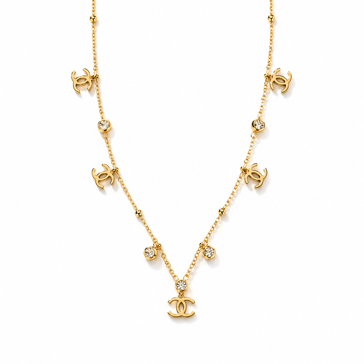 Gold-Tone Double C Charm Necklace for Women