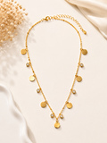 Gold Coin & Crystal Pendant Necklace for Women