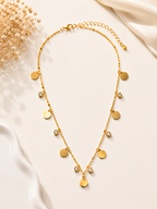 Gold Coin & Crystal Pendant Necklace for Women