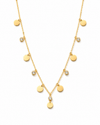 Gold Coin & Crystal Pendant Necklace for Women