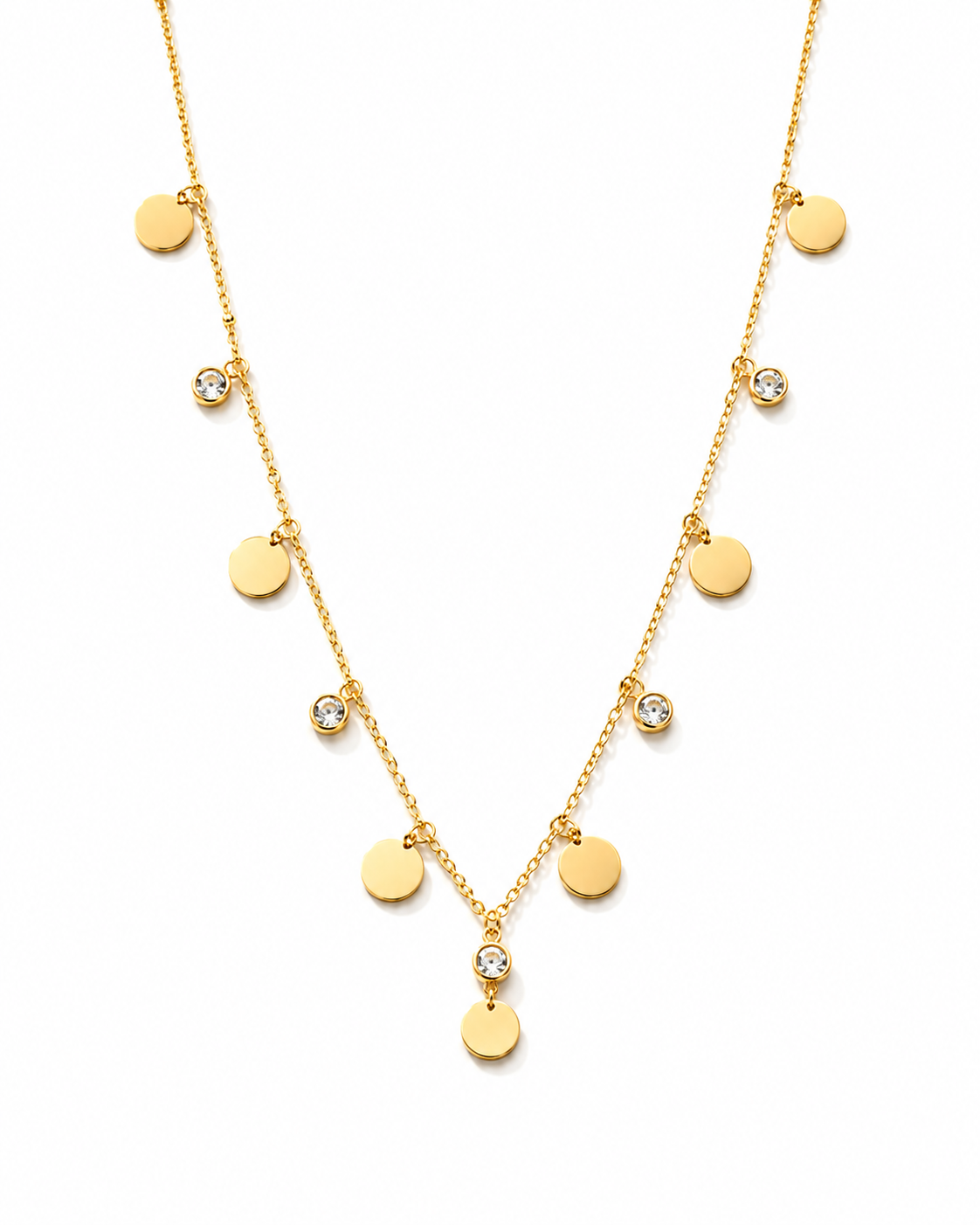Gold Coin & Crystal Pendant Necklace for Women