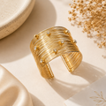 Gold Tone Rhinestone Cuff Bracelet for Women