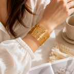 Gold Tone Rhinestone Cuff Bracelet for Women