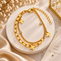 Elegant Clover Layered Bracelet for Women | Gold-Tone Fashion Bracelet