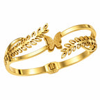 Elegant Gold Butterfly Leaf Open Cuff Bracelet