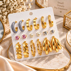 Elegant Gold Hoop Earrings Set for Women | 10-Pair Collection