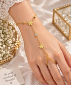 Elegant Gold Snowflake Crystal Hand Chain Bracelet