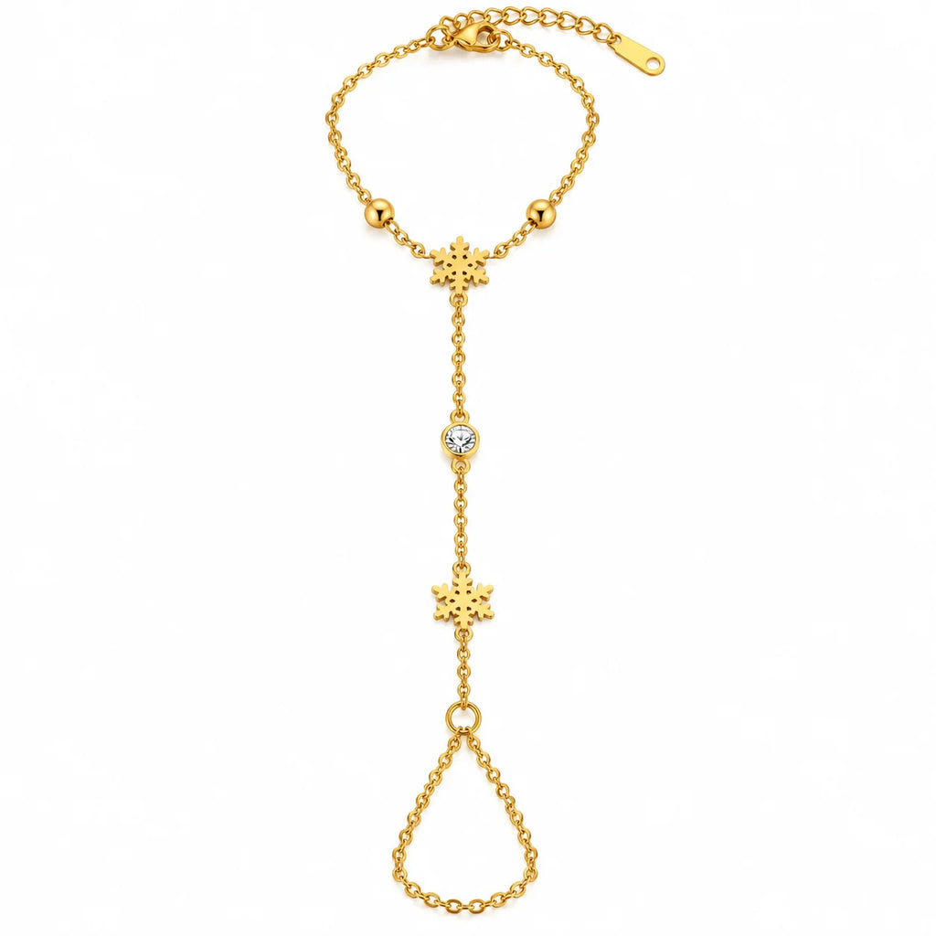 Elegant Gold Snowflake Crystal Hand Chain Bracelet