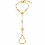 Elegant Gold Snowflake Crystal Hand Chain Bracelet
