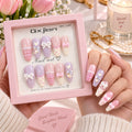 Premium Pink & Lavender Bow Press-On Nails | Cute False Nail Set
