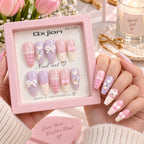 Premium Pink & Lavender Bow Press-On Nails | Cute False Nail Set
