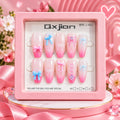 Premium Bow Press-On Nails Set for Women | Pink Glossy False Nails