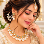 Elegant Gold Pearl & Crystal Bridal Jewelry Set for Women