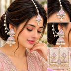 Elegant Pink Pearl Jhumka Bridal Jewelry Set