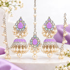 Elegant Purple Pearl Jhumka Bridal Jewelry Set