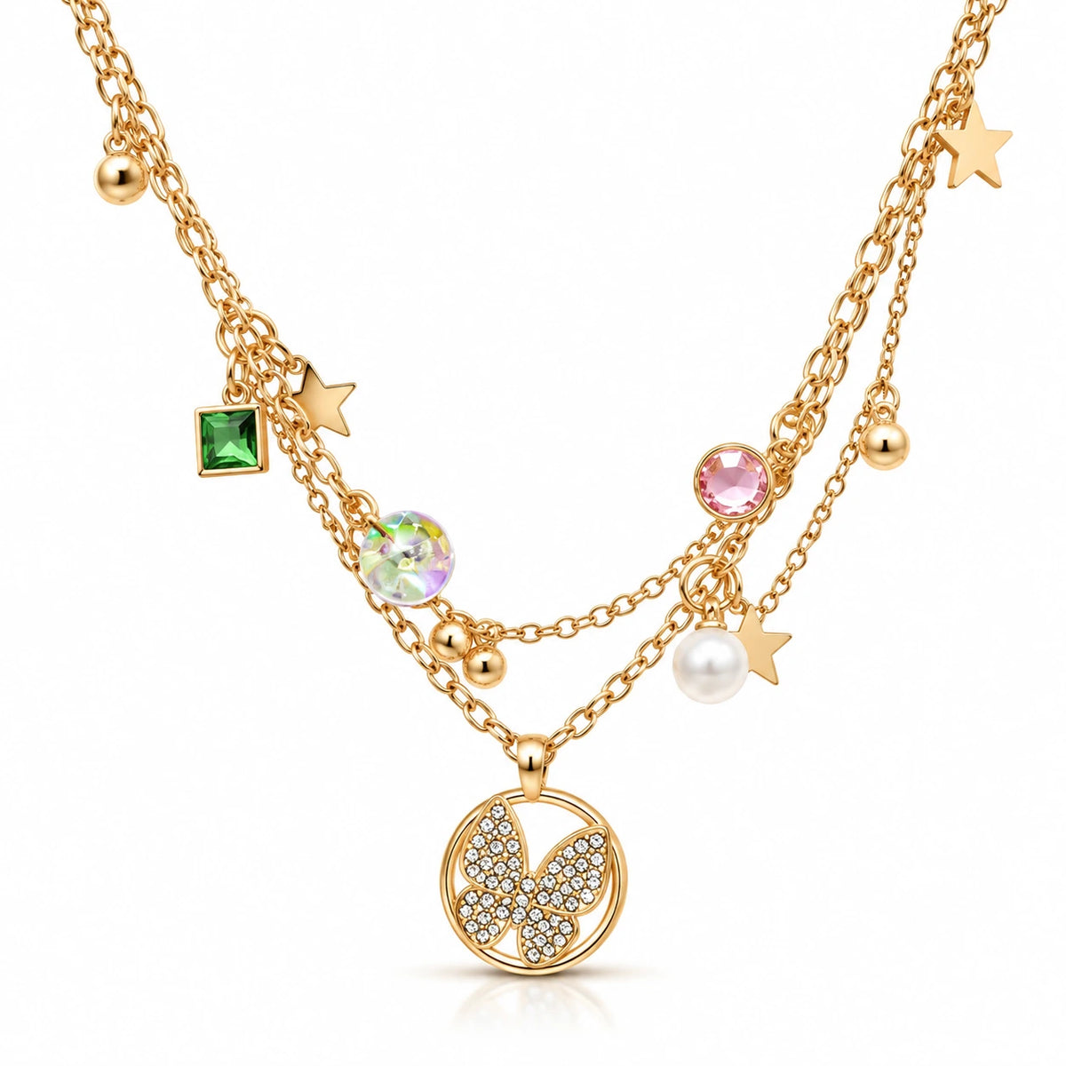 Butterfly Charm Layered Bracelet for Women | Elegant Gold Bracelet