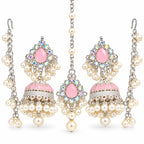 Elegant Pink Pearl Jhumka Bridal Jewelry Set
